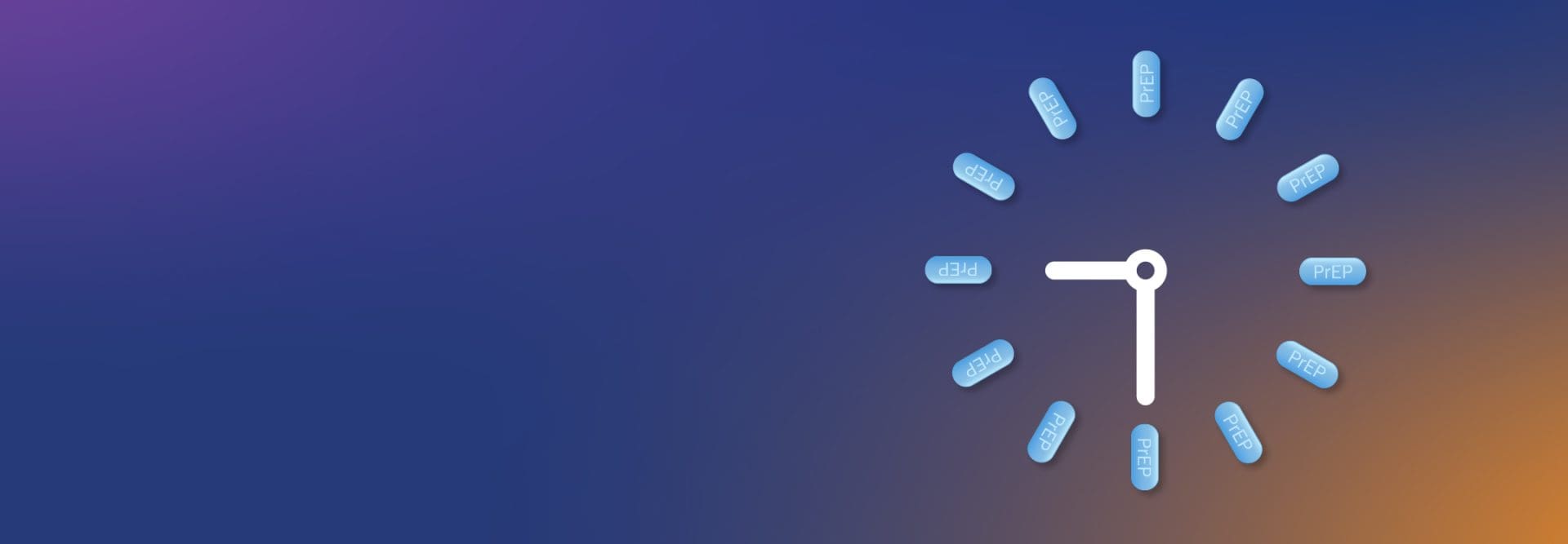 An analog clock with PrEP pills instead of numbers